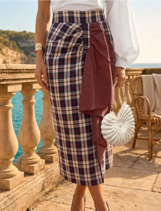The Corsica Checked Column Skirt